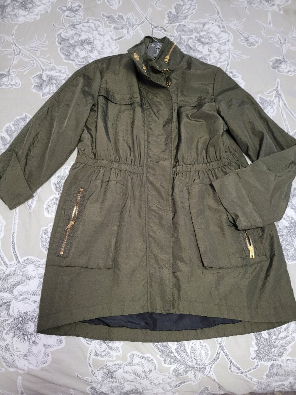 Jones of New York Olive Green Rain Jacket Size Medium Like New